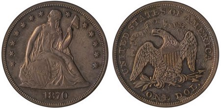 1870-S Seated Liberty Dollar Eliasberg Specimen